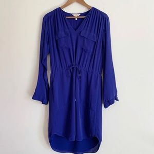 Rebecca Taylor Drawstring Silk Dress Size 4 Blue